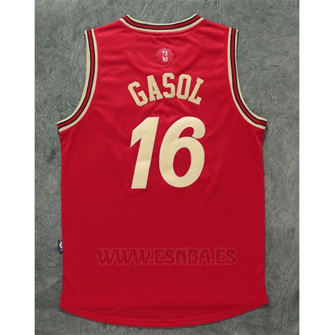 Camiseta Navidad 2015 Chicago Bulls Pau Gasol #16 Rojo